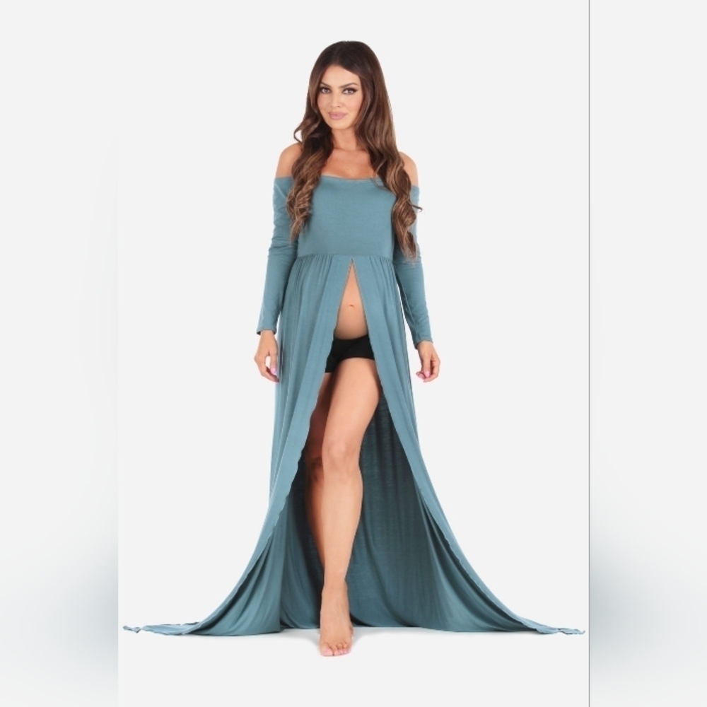 Mother Bee Women's Off Shoulder Maternity Gown For Photo Shoots Size Medium